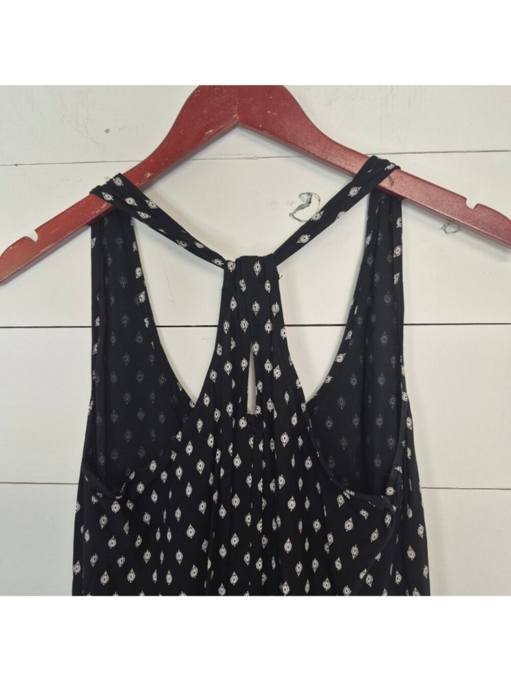 Old Navy Black Sleeveless Midi Dress With White Diamond Print & Back Tie Detail - Picture 6 of 7